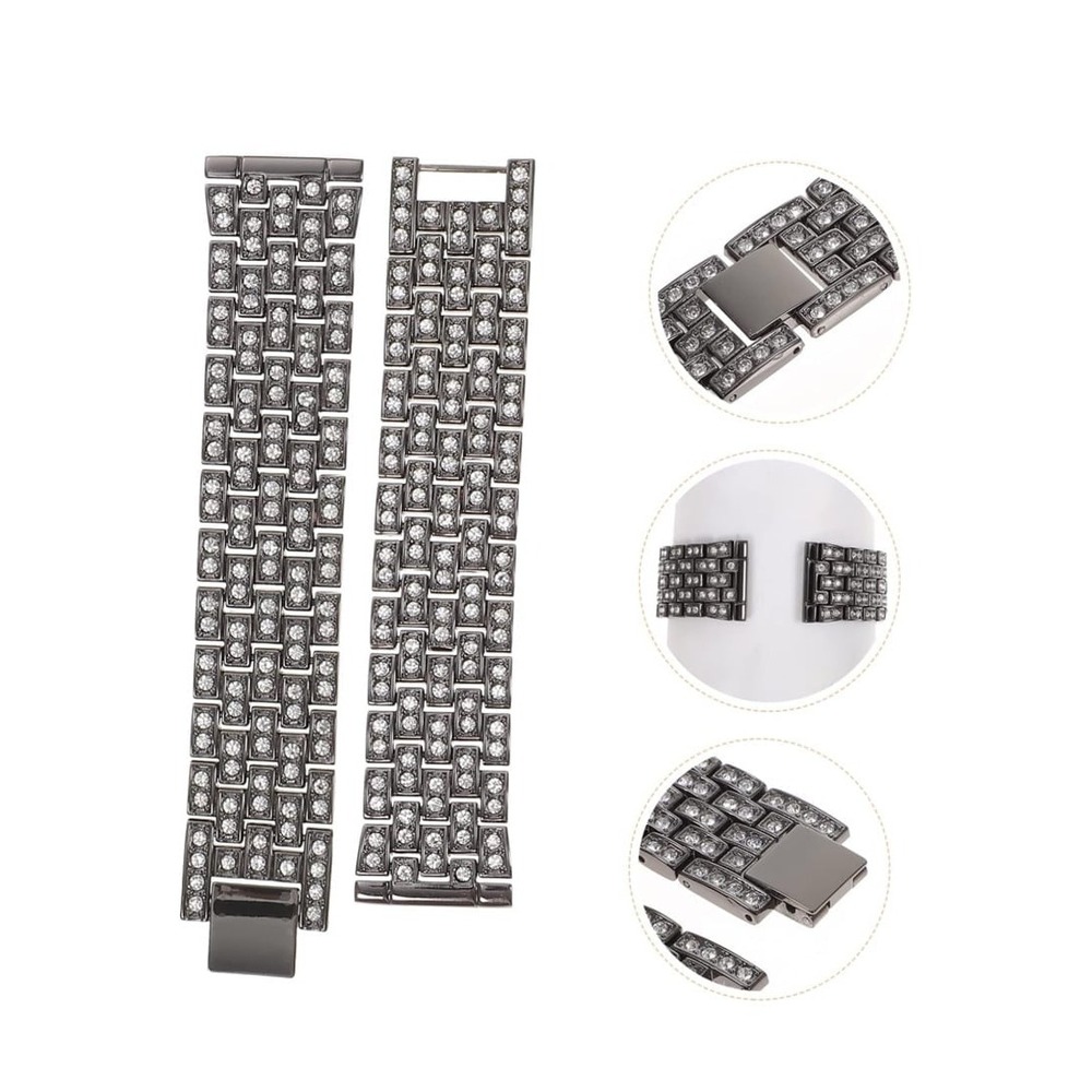 2pcs Diamond Watch Strap Stainless Steel Womans Watch Delicate Watch Part Watch